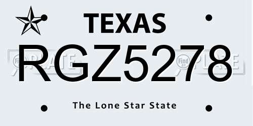 RGZ5278 Texas License Plate
