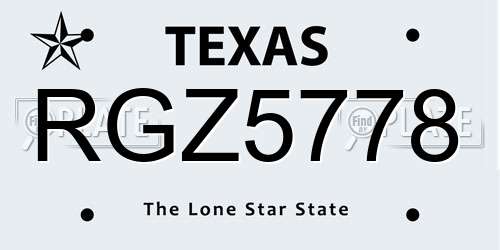 RGZ5778 Texas License Plate