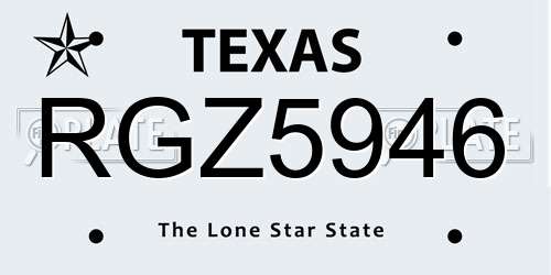 RGZ5946 Texas License Plate