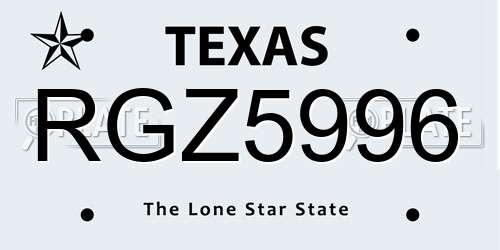 RGZ5996 Texas License Plate