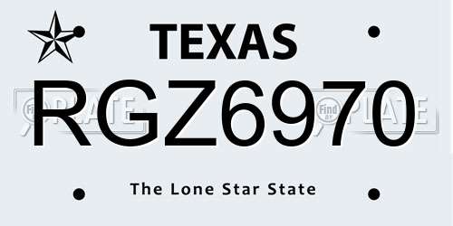 RGZ6970 Texas License Plate