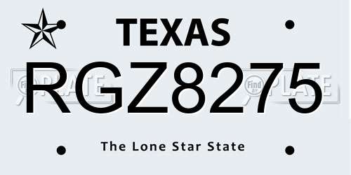 RGZ8275 Texas License Plate