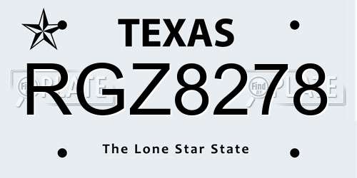 RGZ8278 Texas License Plate