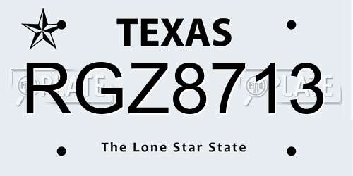 RGZ8713 Texas License Plate