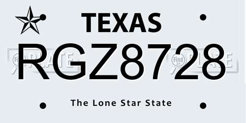 RGZ8728 Texas License Plate