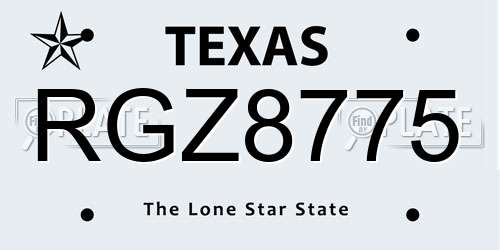 RGZ8775 Texas License Plate