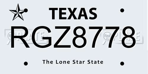 RGZ8778 Texas License Plate