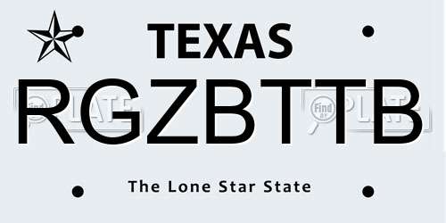 RGZBTTB Texas License Plate