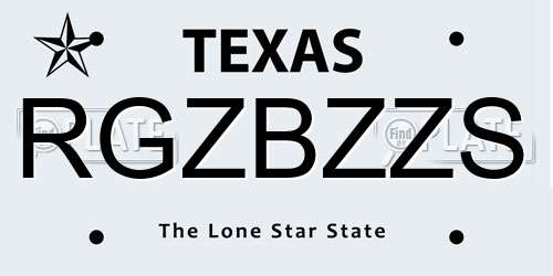 RGZBZZS Texas License Plate
