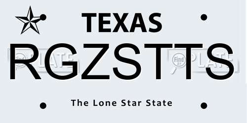 RGZSTTS Texas License Plate