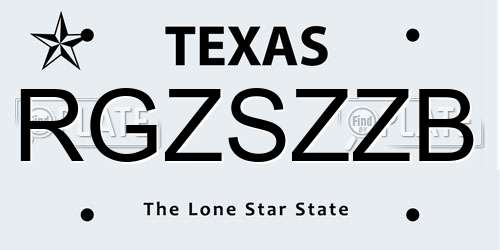 RGZSZZB Texas License Plate