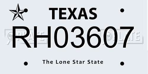 RH03607 Texas License Plate