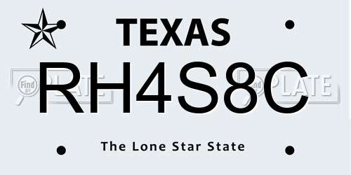 RH4S8C Texas License Plate