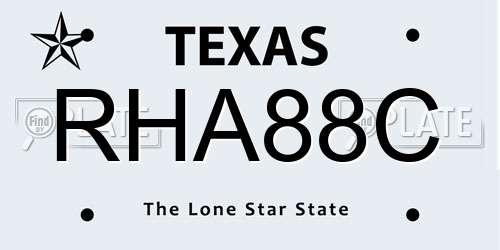 RHA88C Texas License Plate