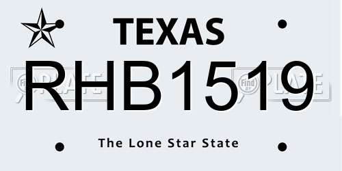 RHB1519 Texas License Plate