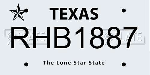 RHB1887 Texas License Plate