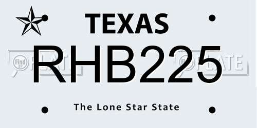 RHB225 Texas License Plate