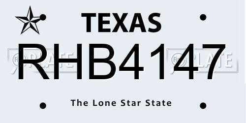 RHB4147 Texas License Plate