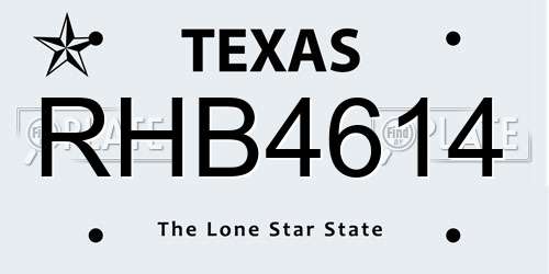 RHB4614 Texas License Plate