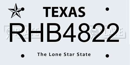 RHB4822 Texas License Plate