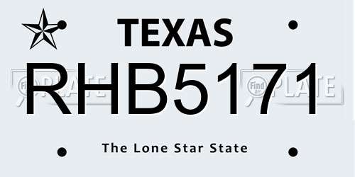 RHB5171 Texas License Plate