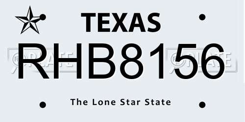 RHB8156 Texas License Plate