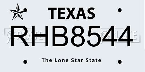 RHB8544 Texas License Plate
