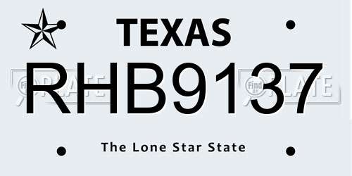 RHB9137 Texas License Plate