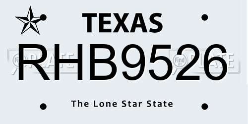 RHB9526 Texas License Plate