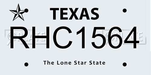 RHC1564 Texas License Plate