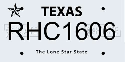 RHC1606 Texas License Plate