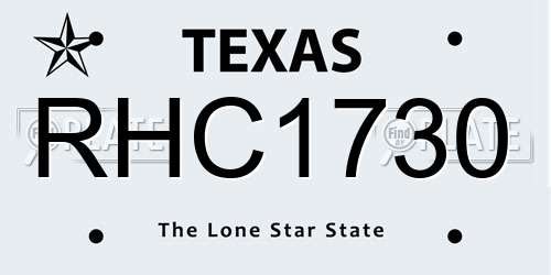 RHC1730 Texas License Plate
