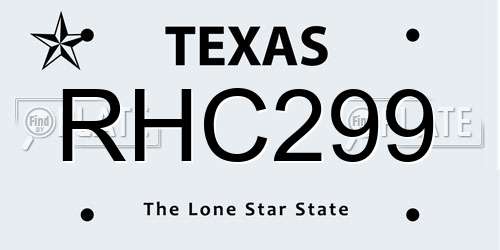 RHC299 Texas License Plate