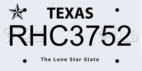 RHC3752 Texas License Plate