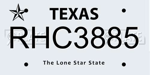 RHC3885 Texas License Plate