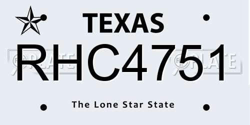 RHC4751 Texas License Plate