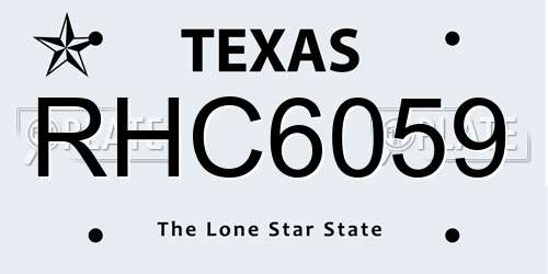 RHC6059 Texas License Plate