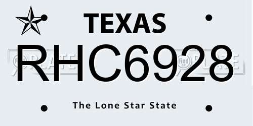 RHC6928 Texas License Plate