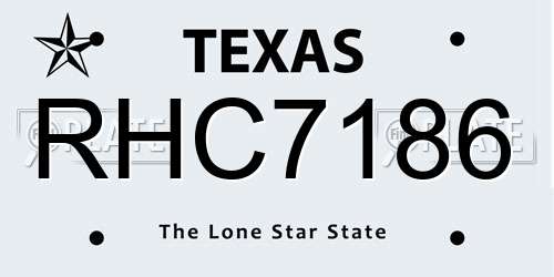 RHC7186 Texas License Plate
