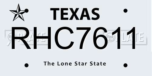 RHC7611 Texas License Plate