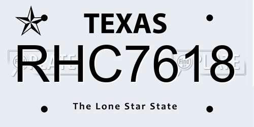 RHC7618 Texas License Plate