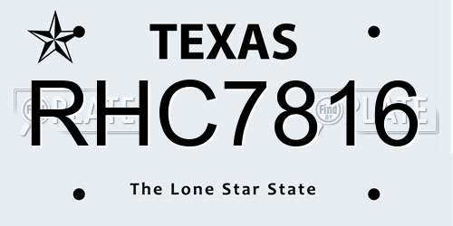 RHC7816 Texas License Plate