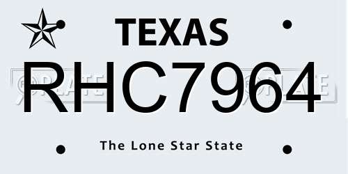 RHC7964 Texas License Plate
