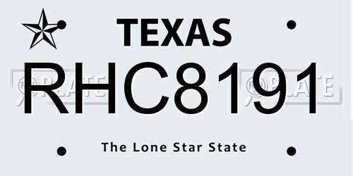 RHC8191 Texas License Plate