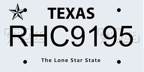 RHC9195 Texas License Plate