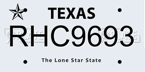 RHC9693 Texas License Plate