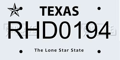 RHD0194 Texas License Plate