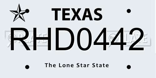 RHD0442 Texas License Plate
