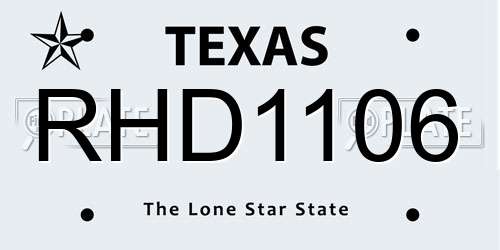RHD1106 Texas License Plate