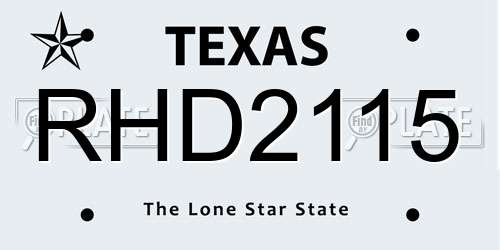 RHD2115 Texas License Plate
